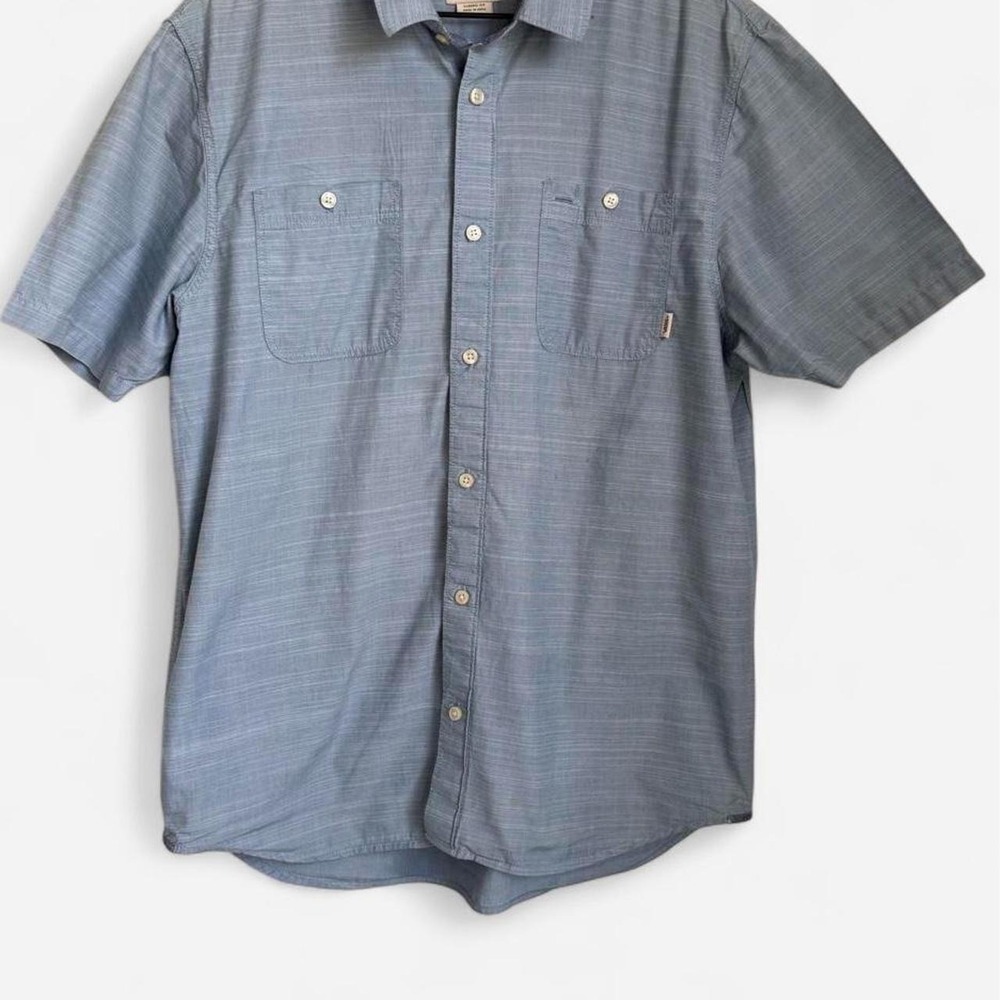 VANS Blue Short Sleeve Striped Button Up Shirt